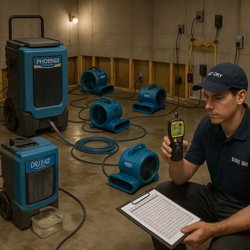 Structural Drying and Dehumidification process in Johnson City, TX